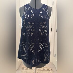 Anthropologie Akemi + Kin Navy Lace Sleeveless Top, sz S